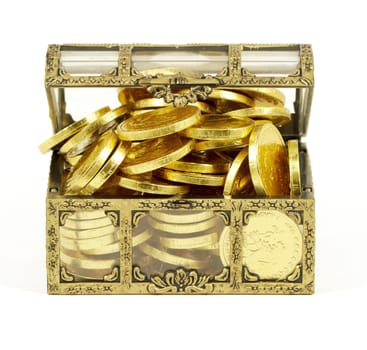 gold chest  of gold coines