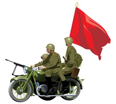 Motorcycles WWII . (Simple gradients only - no gradient mesh.)