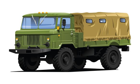 color illustration of  military truck