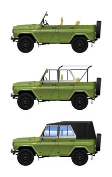 color illustration of   military  off-road vehicle.