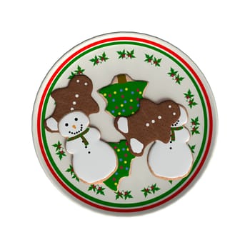 3D digital render of a Christmas plate full of cookies isolated on white background