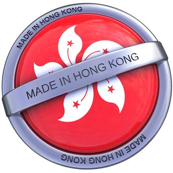 symbol made ​​in hong kong in 3d isolated with clipping path and alpha channel