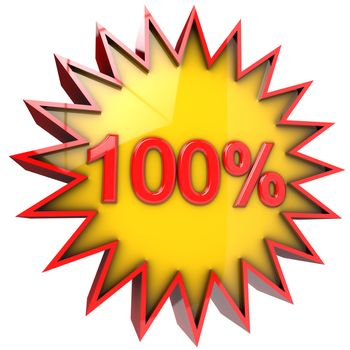 star with one hundred percent discount 3d isolated with clipping path and alpha channel