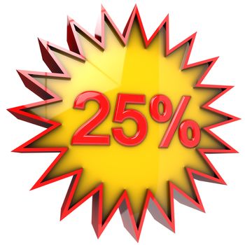 star with five percent discount in 3d isolated with clipping path and alpha channel