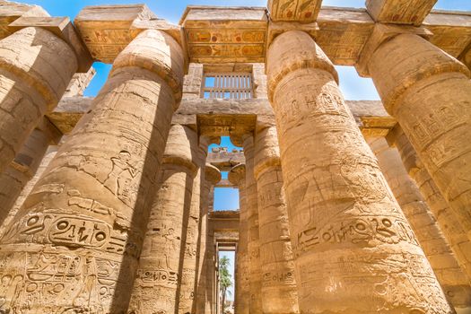 Great Hypostyle Hall  at the Temples of Karnak (ancient Thebes). Luxor, Egypt