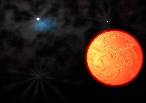 far-out planets in a space against stars