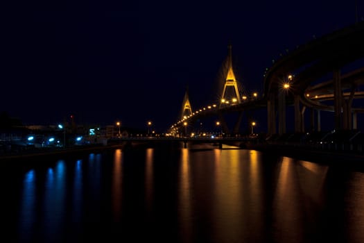 Bhumibol  bridge  area at Night,Bangkok,Thailand