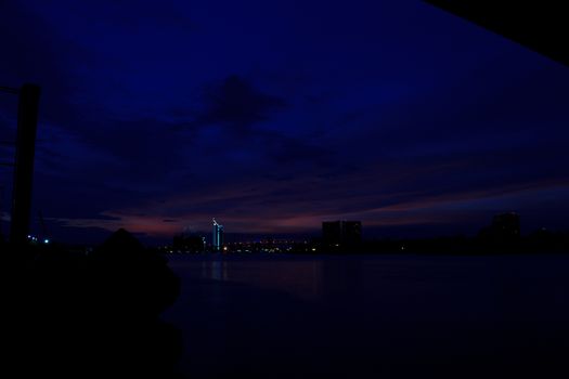 Bhumibol  bridge  area at twilight,Bangkok,Thailand