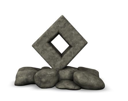 stone rune on white background - 3d illustration