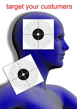 Shooting target, with holes pierced by bullets made in 2d software