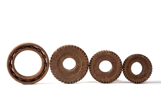 Rusty gears on a white background isolated