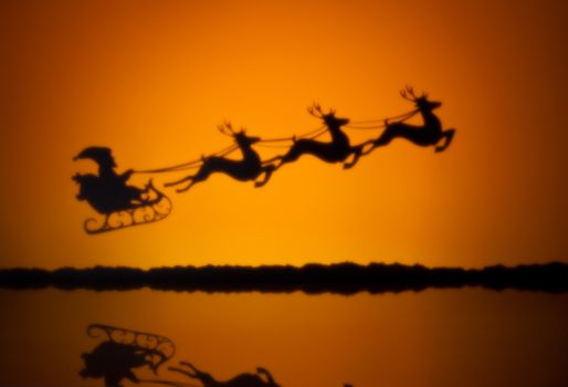 Santas sledge on his way to deliver presents
