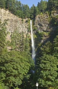 Multnomah Falls state park panorama Oregon.