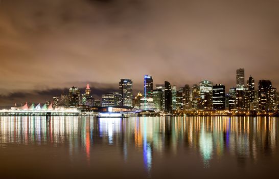 The Vancouver downtown skyline at night, Canada BC