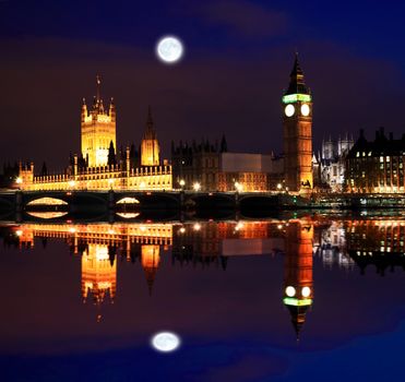 Big Ben and Westminster at night in London