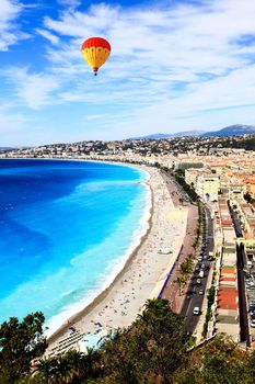 aerial view of beach in Nice France