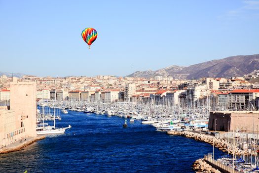 an aerial view of Marseille City and its harbor France 

