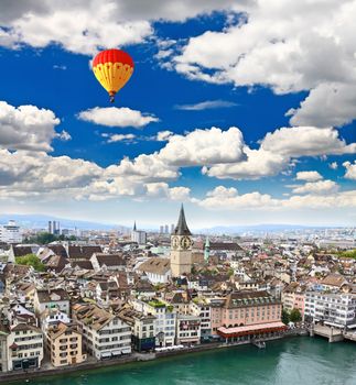 the aerial view of Zurich City Switzerland