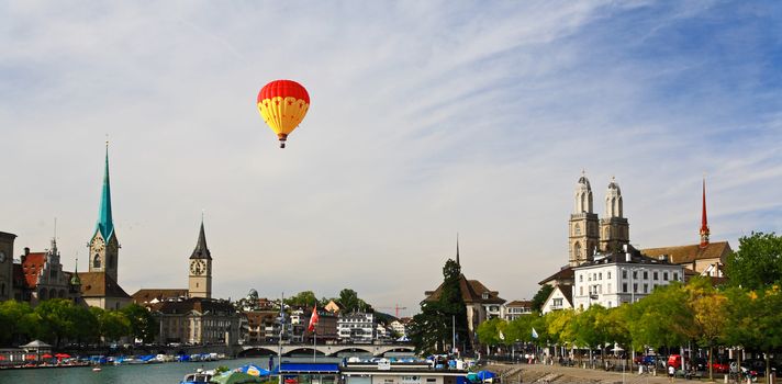 The major landmarks of Zurich cityscape Switzerland 