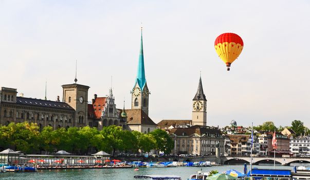 The major landmarks of Zurich cityscape Switzerland 