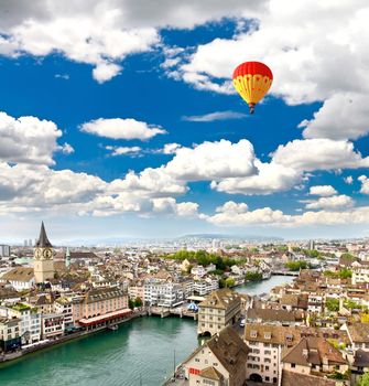 the aerial view of Zurich City Switzerland