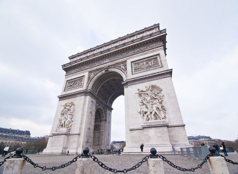 The Arc de Triomphe in Paris, France. 