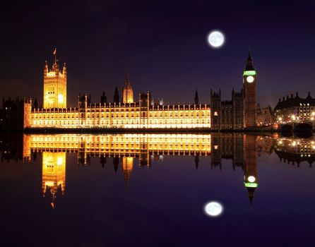 Big Ben and Westminster at night in London