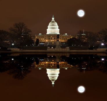 United States Capitol Building at night in Washington DC
