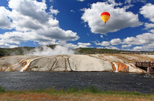 The scenery at Midway Geyser Basin in Yellowstone National Park 