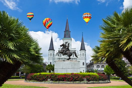 Saint Louis Cathedral and Jackson Square in the French Quarter New Orleans