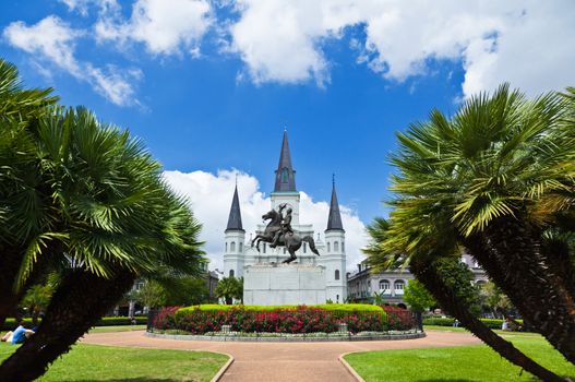 Saint Louis Cathedral and Jackson Square in the French Quarter New Orleans