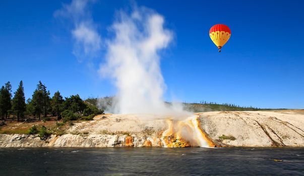 The scenery at Midway Geyser Basin in Yellowstone National Park