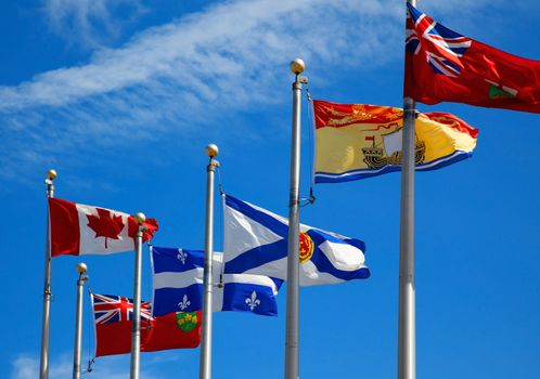 The Canada and its provincial flags in Ottawa