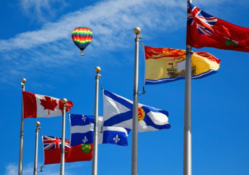 The Canada and its provincial flags in Ottawa