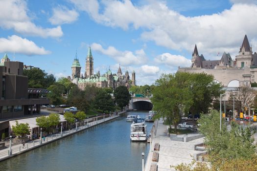 The Parliament building of Canada and Rideau Canal