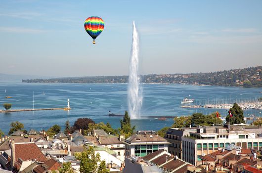 The city of Geneva in Switzerland, a aerial view