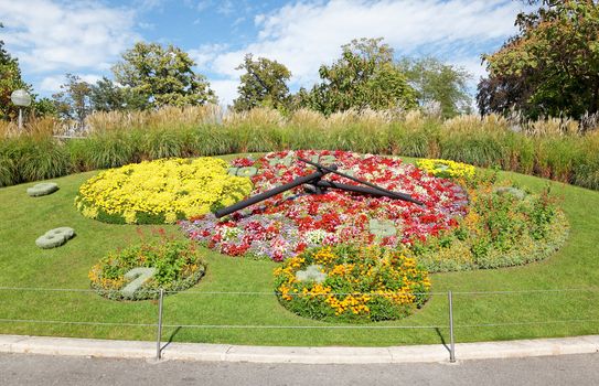 Flower Clock on Geneva city lakefront