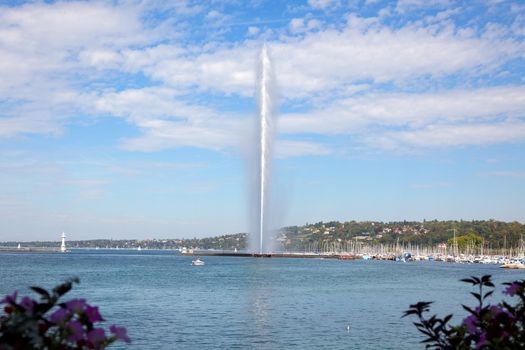 Geneva water jet on Lake Leman