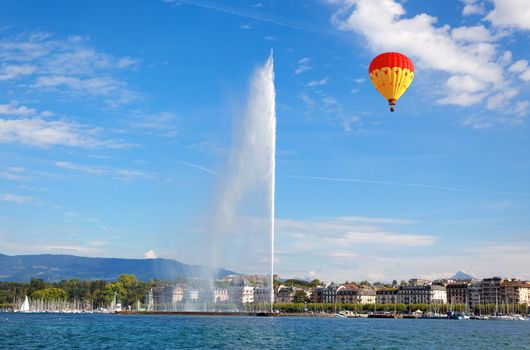 Geneva water jet on Lake Leman