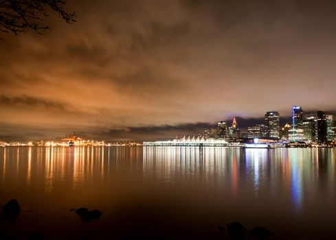 The Vancouver downtown skyline at night, Canada BC