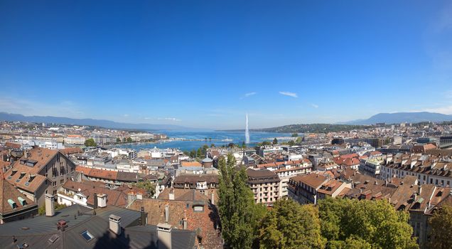 A Panoramic View of Geneva and Lake Leman