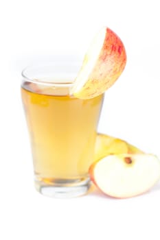 apples and glass of apple juice isolated on white