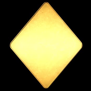Diamond poker card symbol in gold and black background.