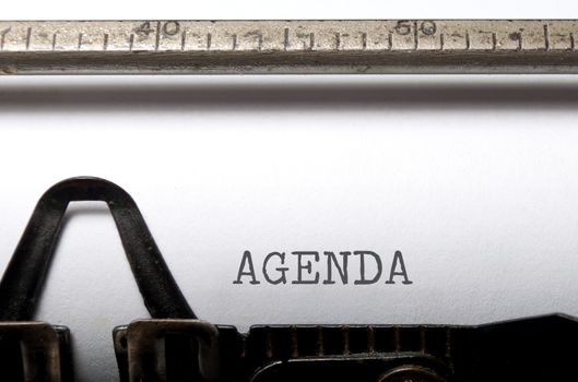 Agenda printed on a typewriter 