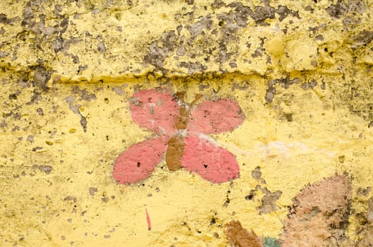 masonry wall colorful art paint with butterfly background.