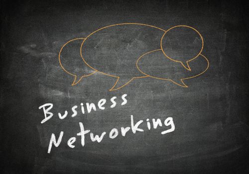 hand drawn Business Network concept on blackboard