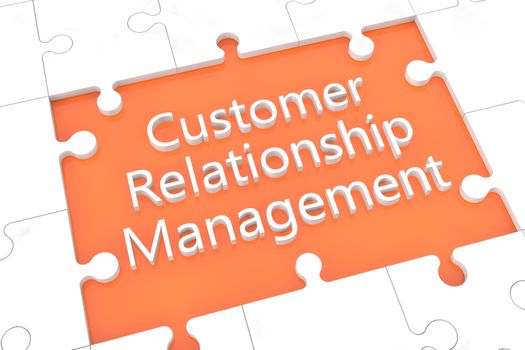 puzzle with words on orange background concept: Customer Relationship Management