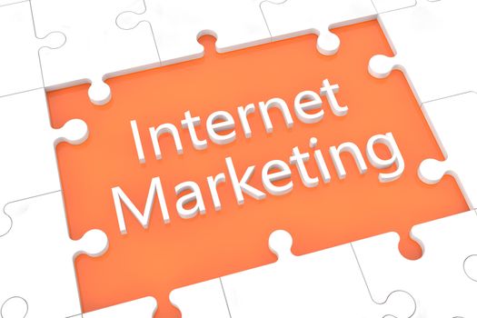 puzzle with words on orange background concept:  Internet Marketing