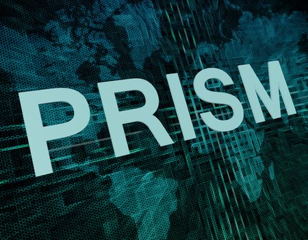 Words on digital world map concept: Prism