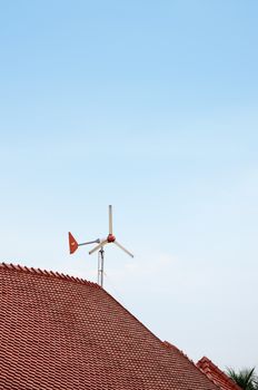 Wind turbine on the roof, Sustainability concept